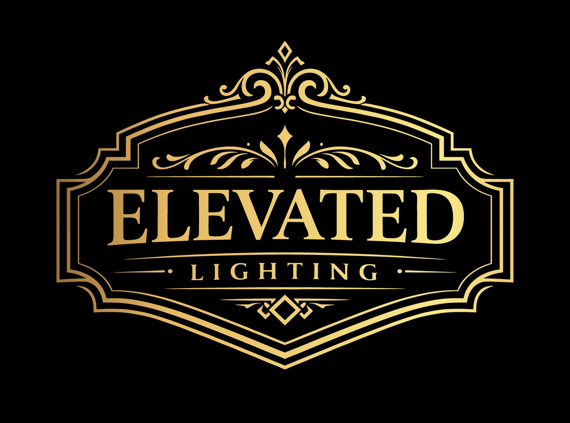 Logo: Gold buildings and houses, white text "ELEVATED LIGHTING CO." on black background.