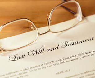 Eyeglasses over a last will and testament