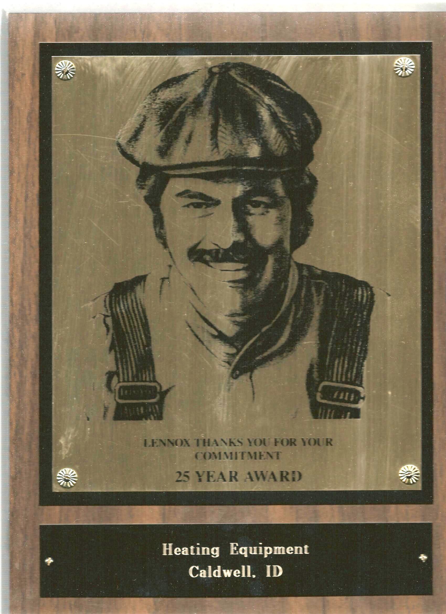 Lennox 25 Year Award