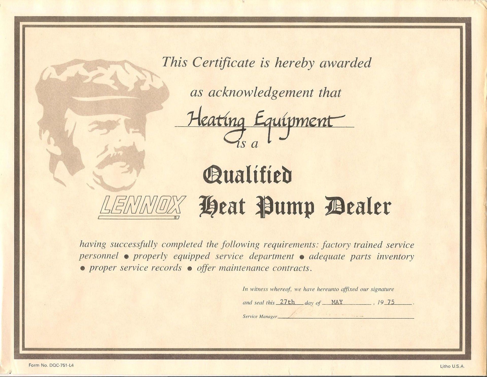 1975 Lennox Qualified Heat Pump Dealer