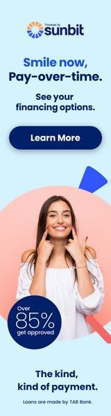 A woman is smiling in an advertisement for Sunbit.