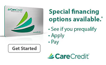 An advertisement for a CareCredit that says special financing options available