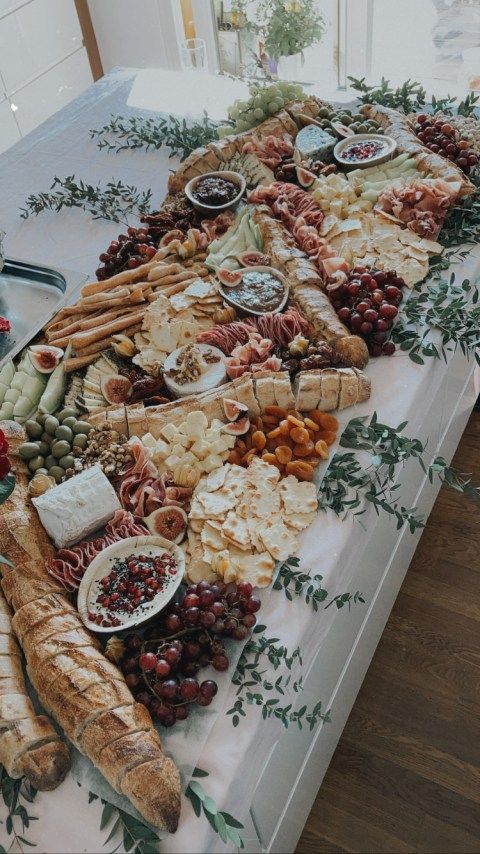A large table topped with a variety of food