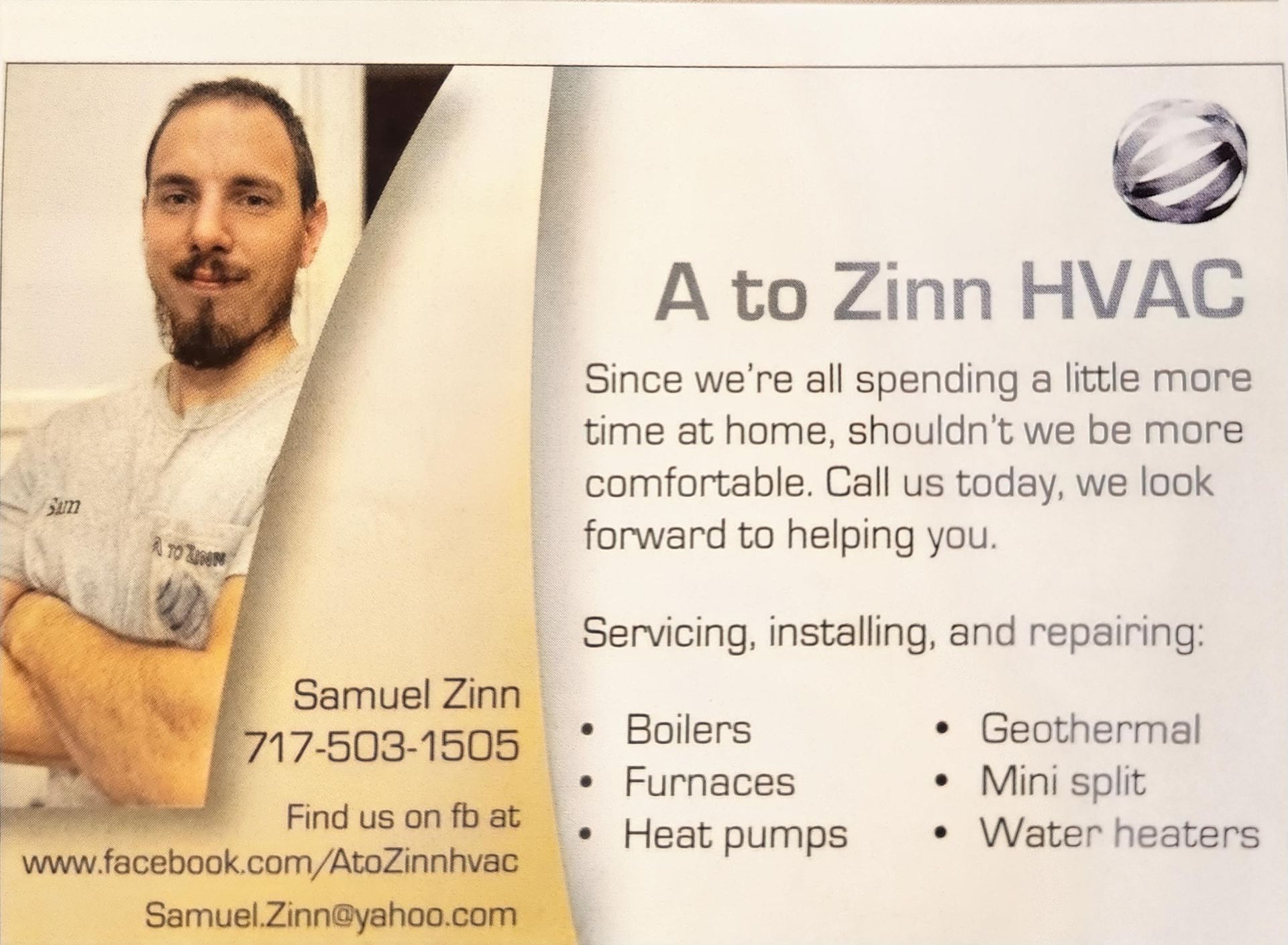 A To Zinn HVAC business card