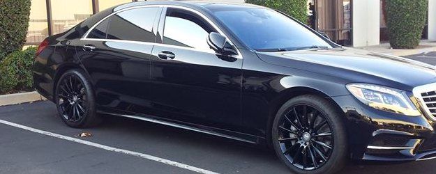 Car with black wheels
