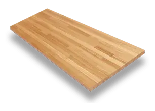 Rectangular light wood cutting board on a white background