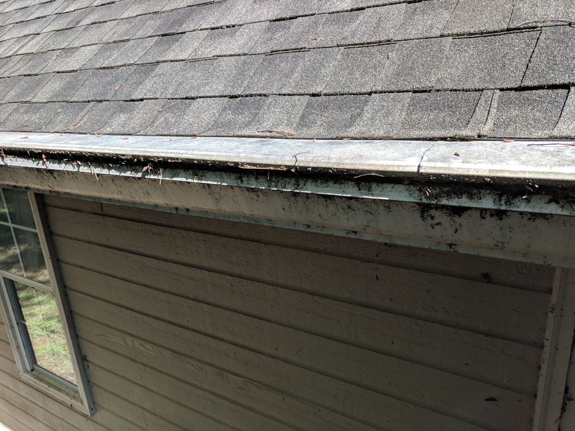a roof with leaves on it