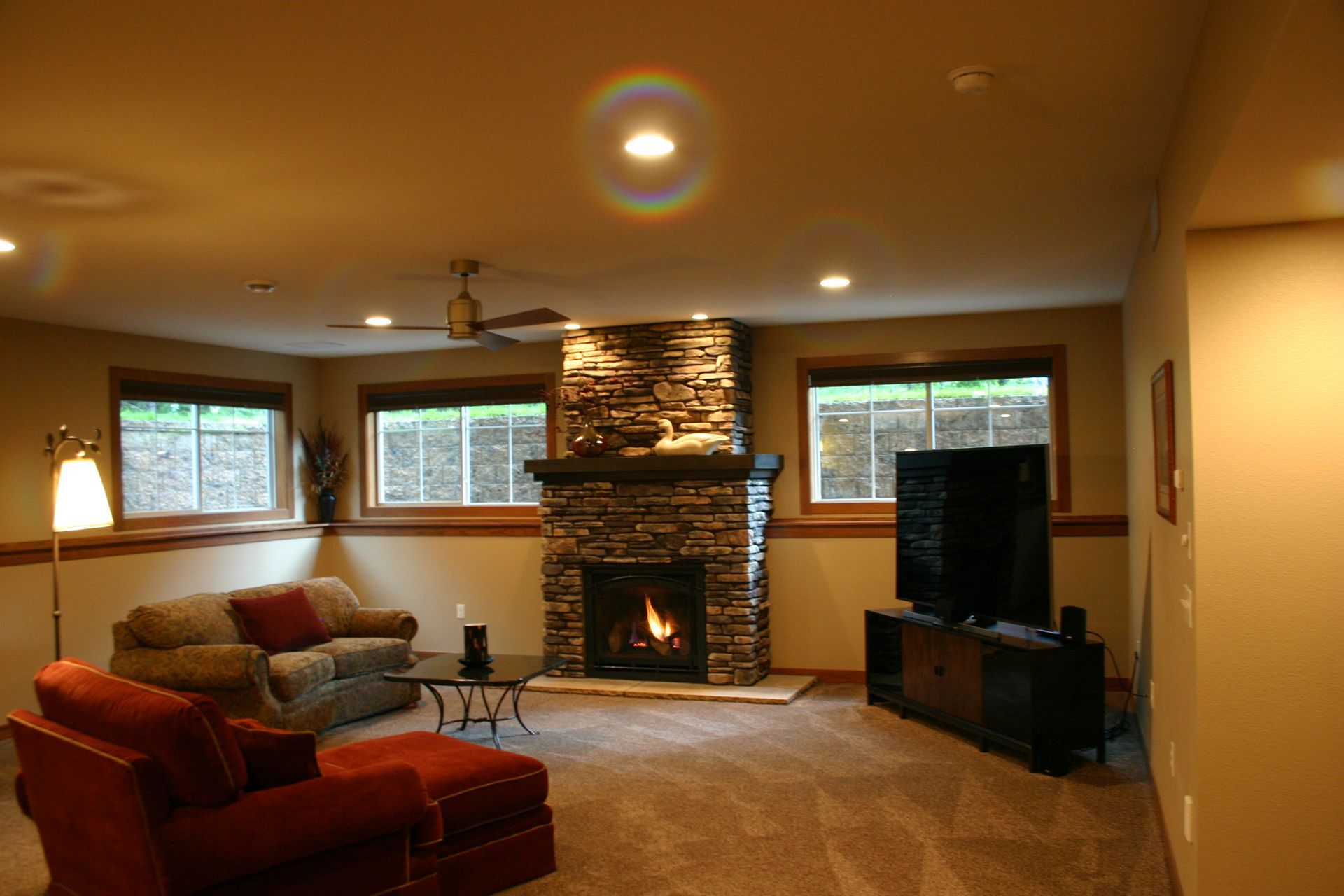 Living room with fireplace