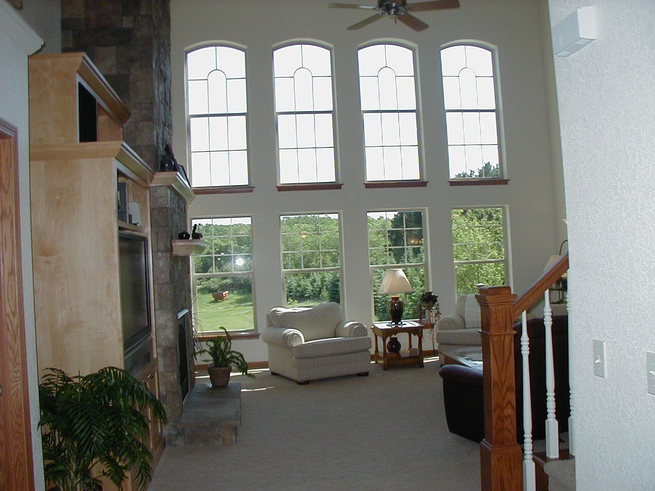 Living room with high ceiling