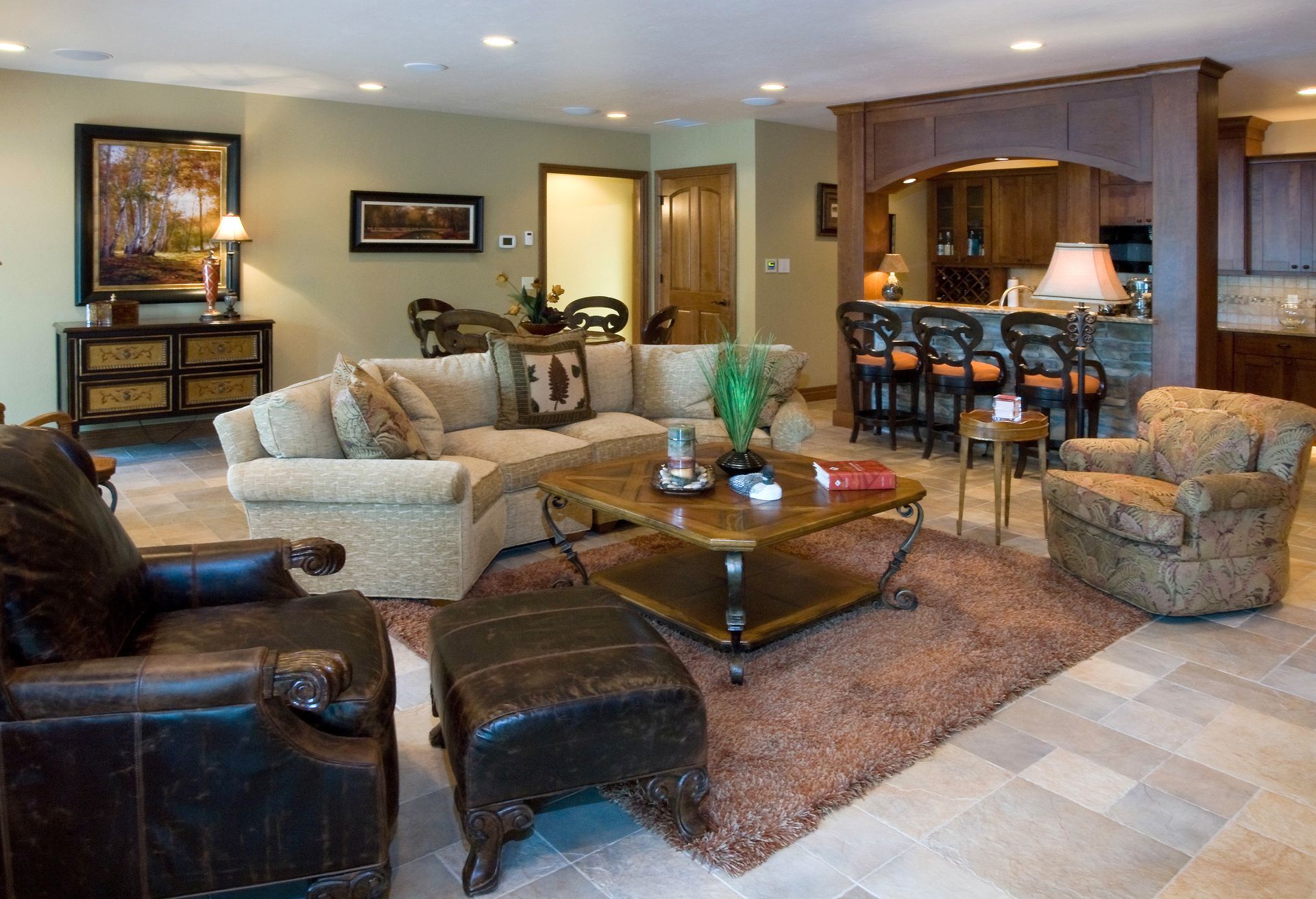 Living room with comfortable sofa