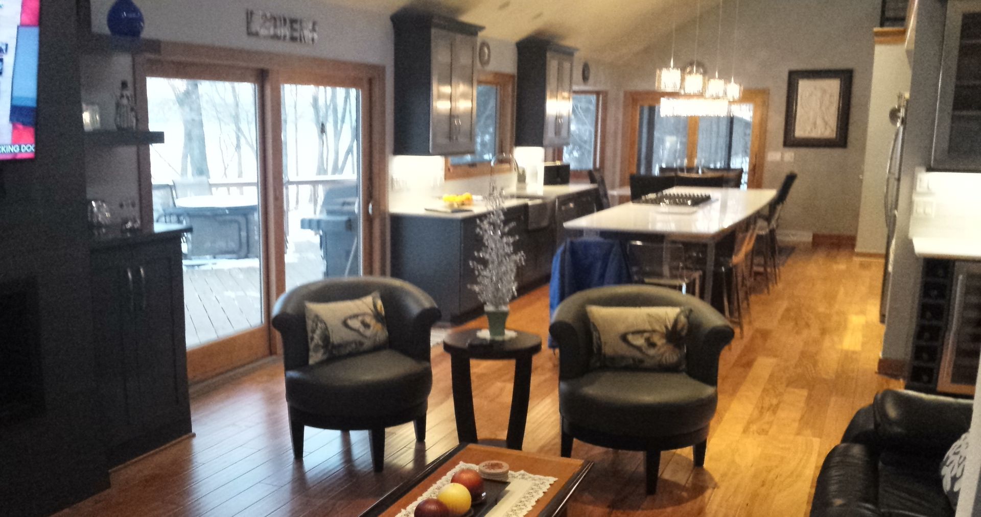 Living area and kitchen