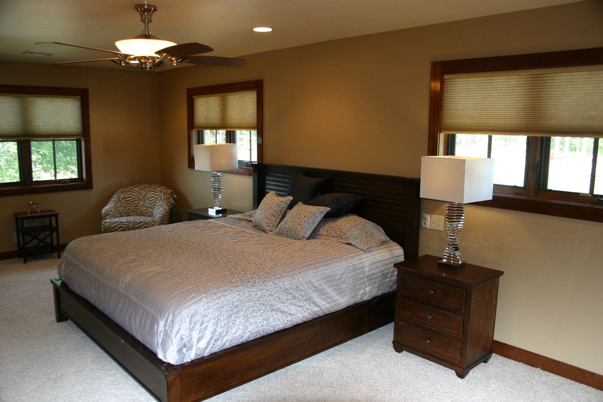 Bedroom with wood furniture