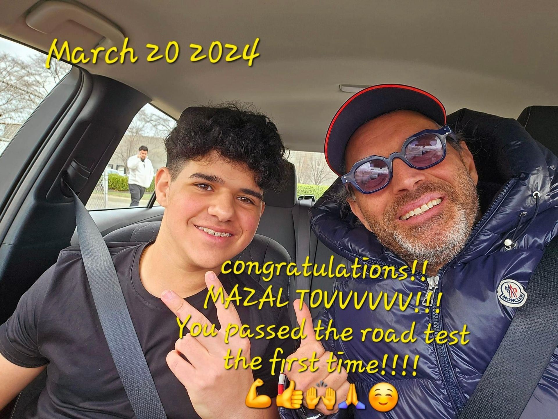 A boy passed his road test for the first time
