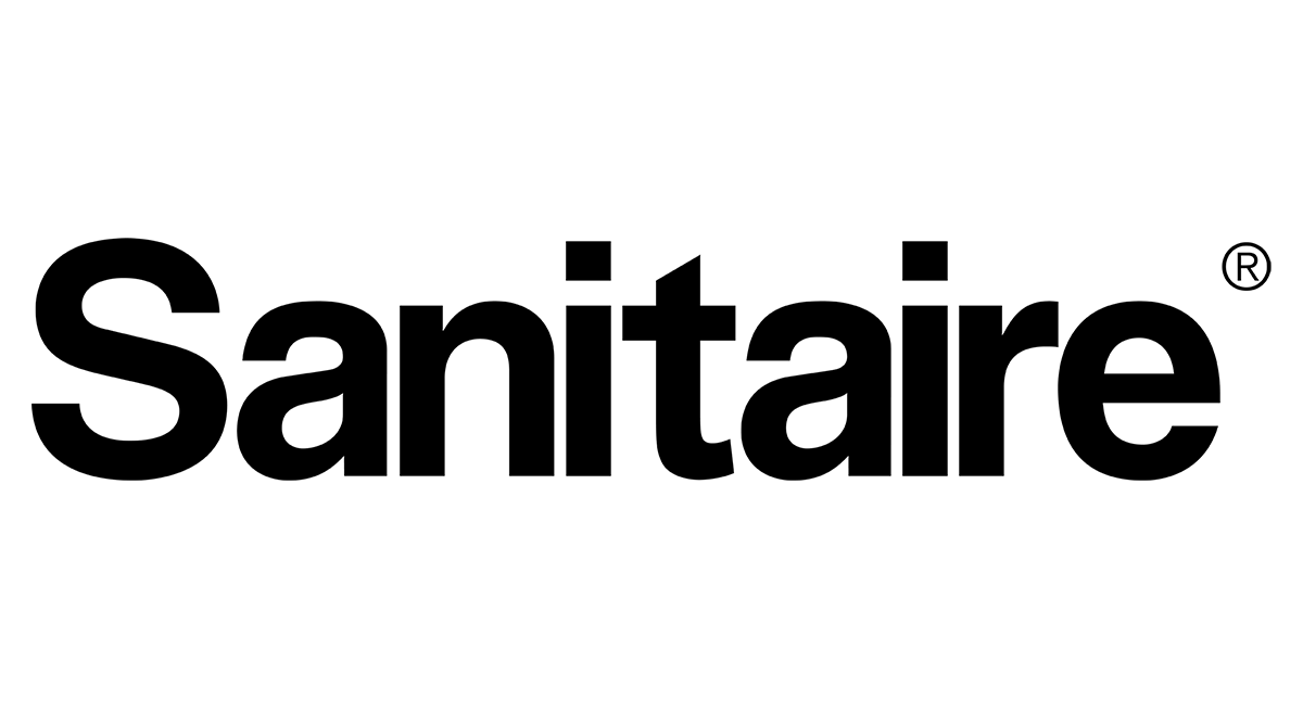 Sanitaire logo, black text on white background.