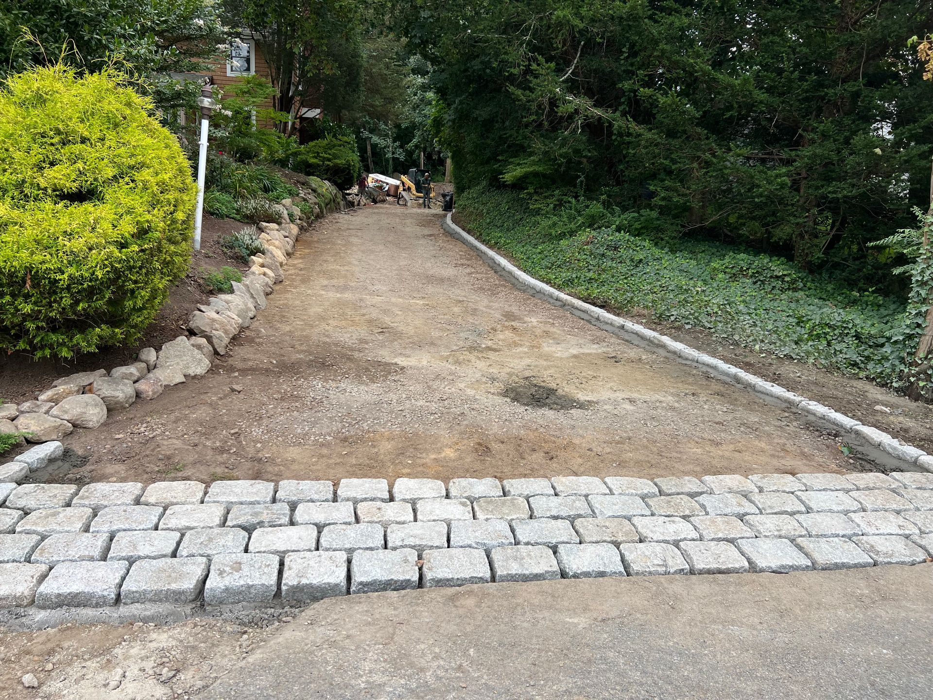 A brick driveway