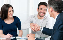 Man and lawyer shaking hands