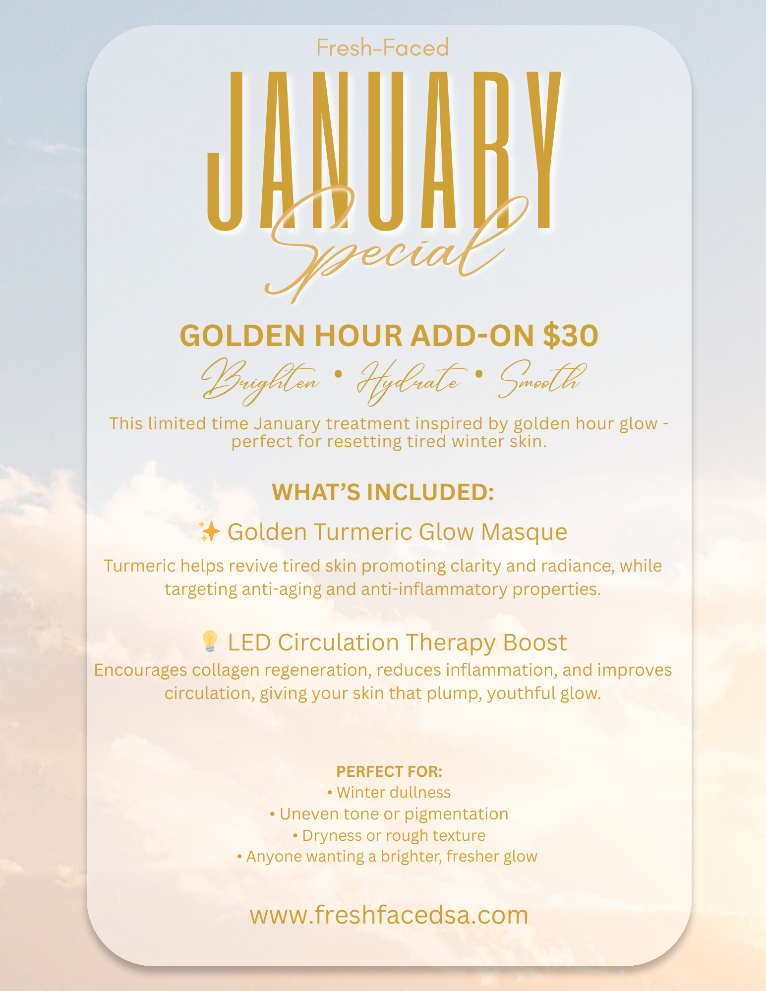 Teal ribbon tied in a bow over a white background, promoting holiday gift cards for an Elite Facial ($98).