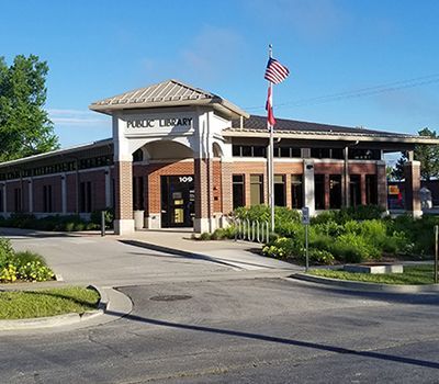 front of library