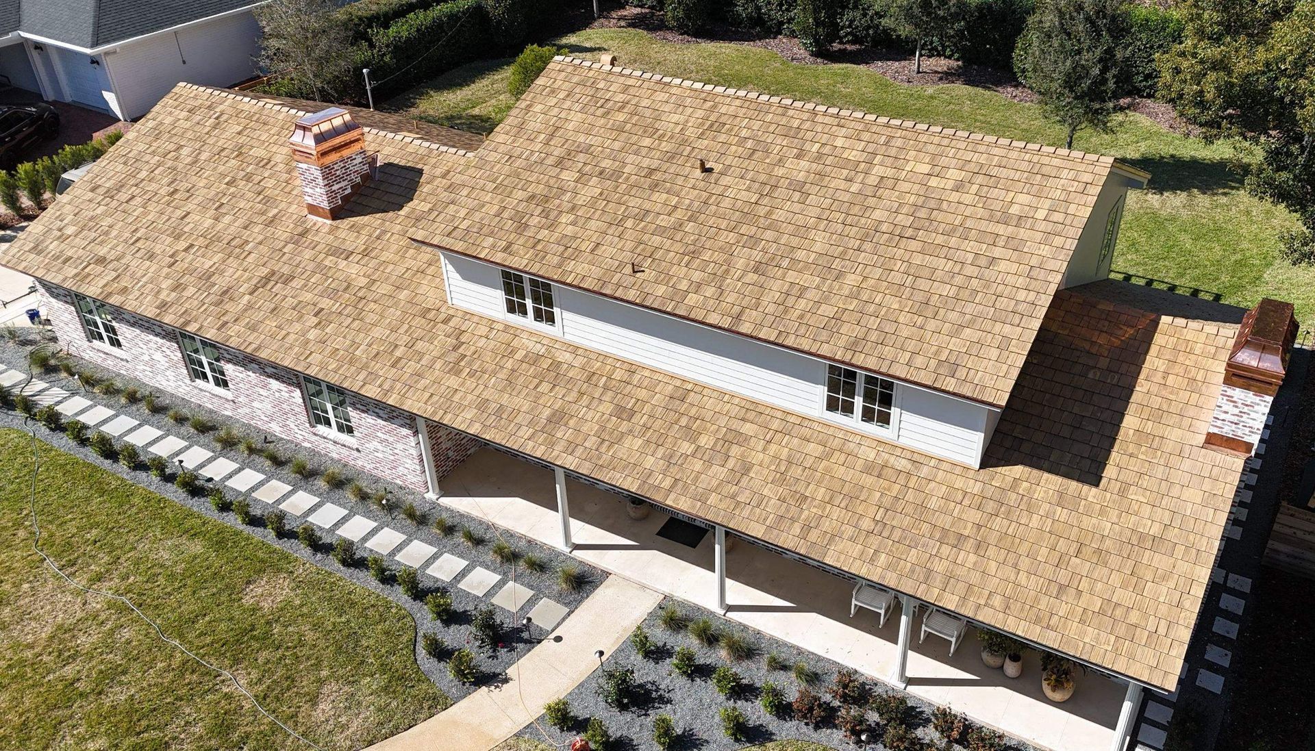 Aerial view of a custom Ludowici tile job in Orlando fl & Fort Lauderdale.