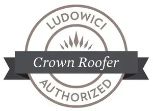 A logo that says ludowic crown roofer authorized