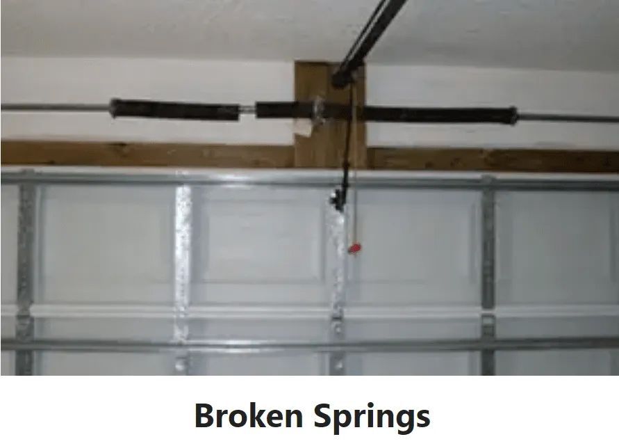 A picture of a garage door with broken springs