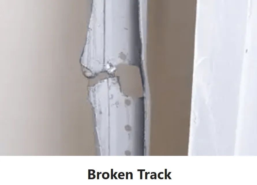 A picture of a broken track in a wall.