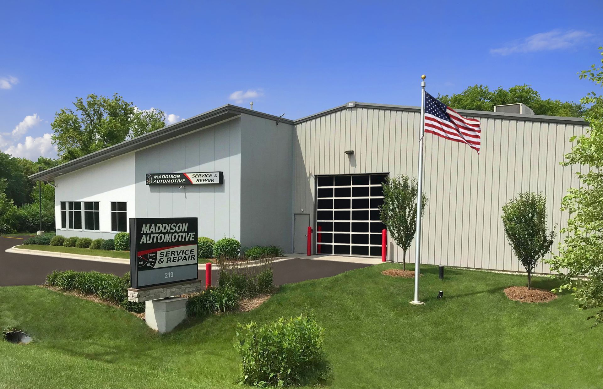 Outside the Maddison Automotive shop