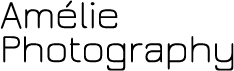 The logo for amelie photography is black and white.