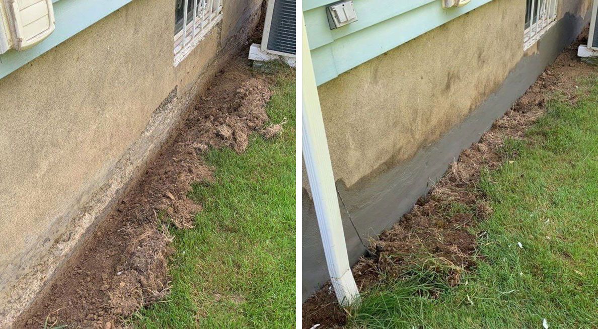 Exterior Skim Coat Before and After