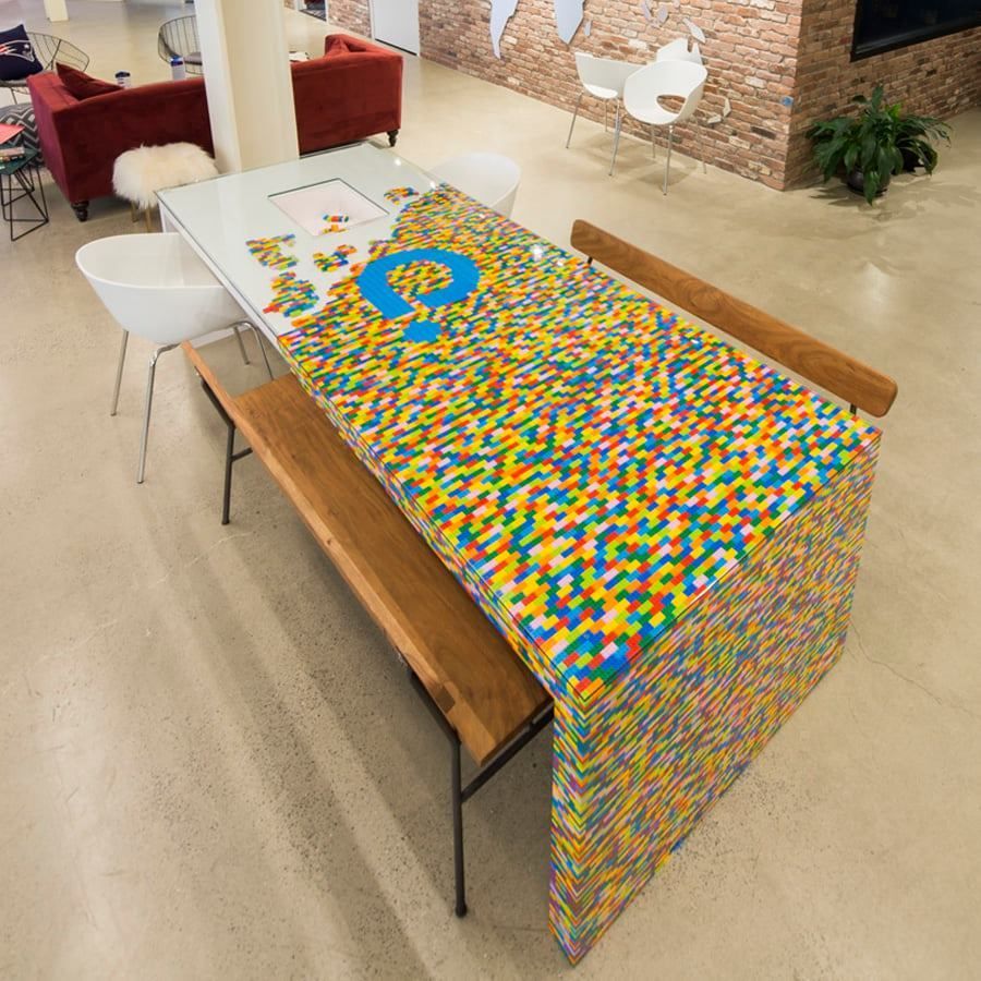 A table with a colorful table cloth on it