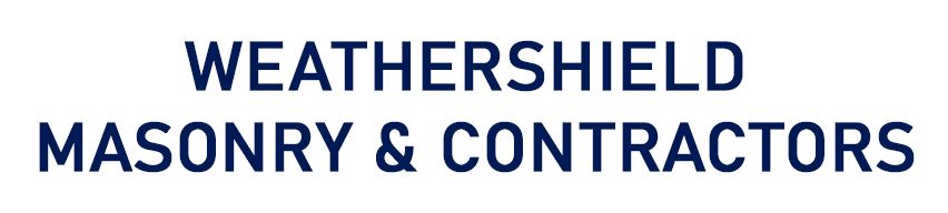 "WEATHERSHIELD" over "MASONRY & CONTRACTORS" in dark blue.