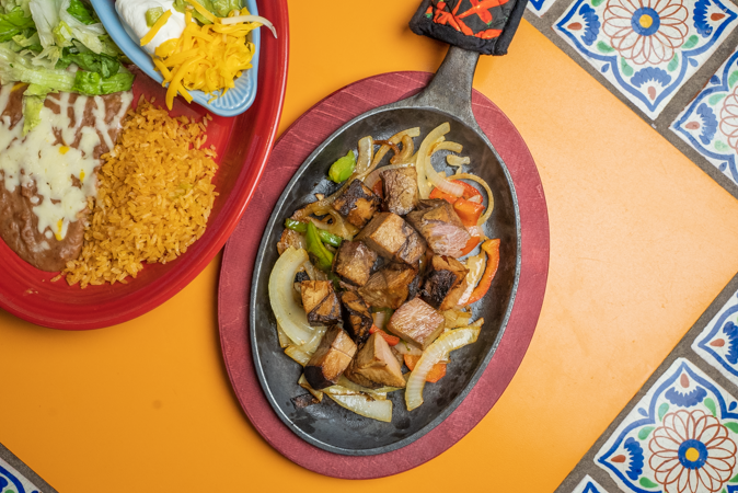 A close up of a plate of food on a table.