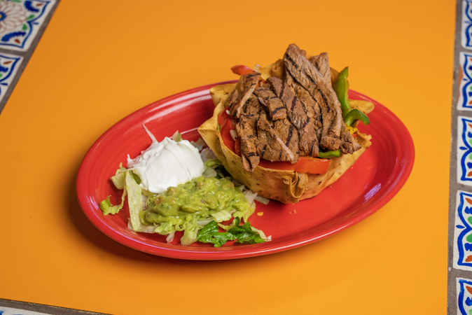 A close up of a plate of food on a table.