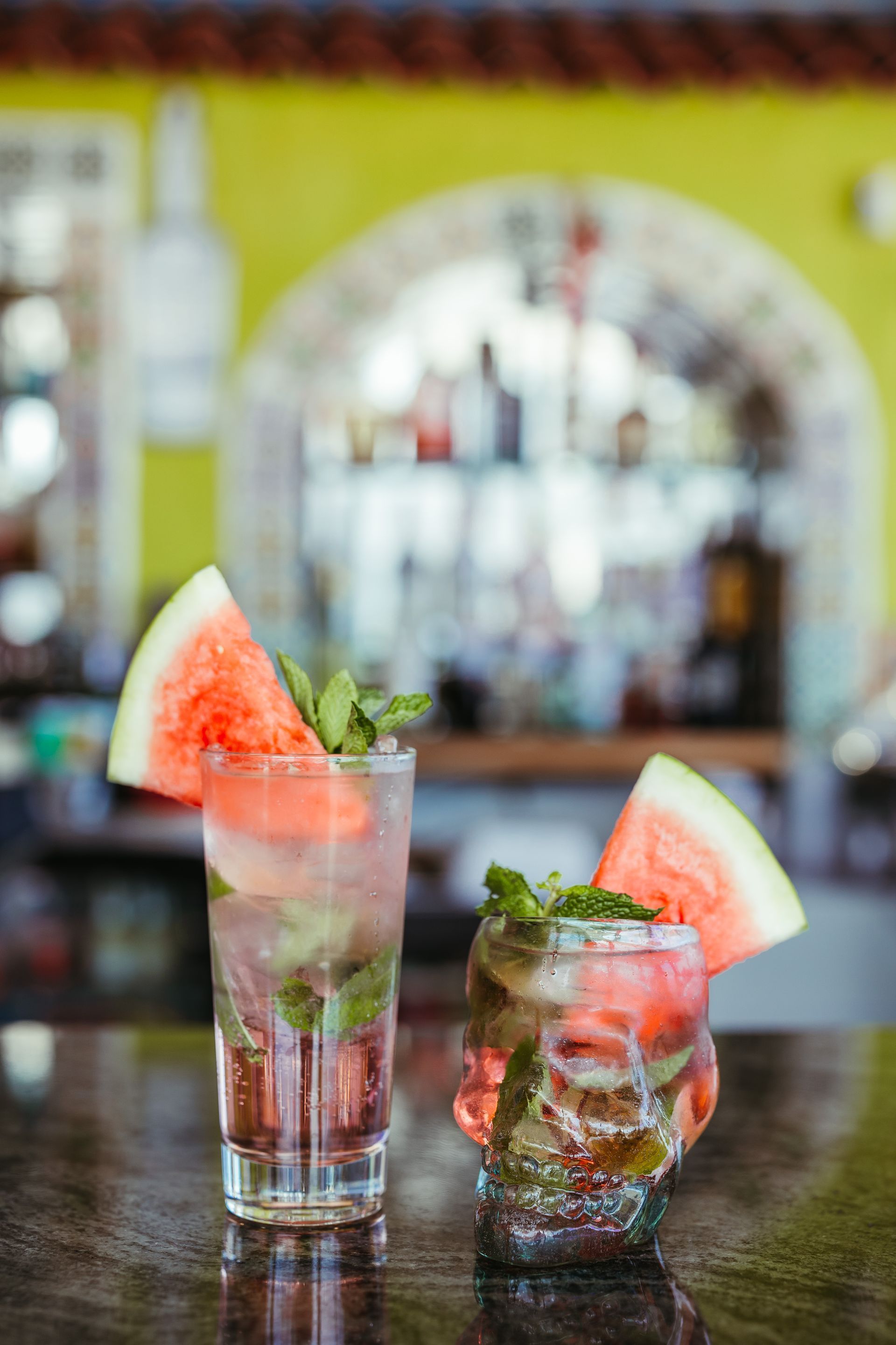 Two watermelon mojitos