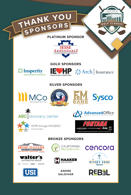 A thank you card for sponsors of a golf tournament