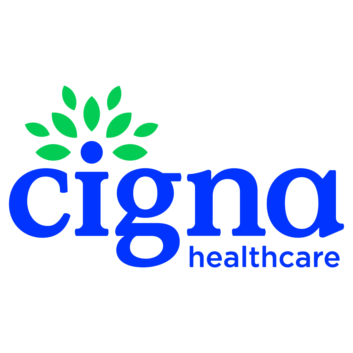 A blue and green logo for cigna healthcare