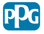 PPG logo in white on a blue rounded square background