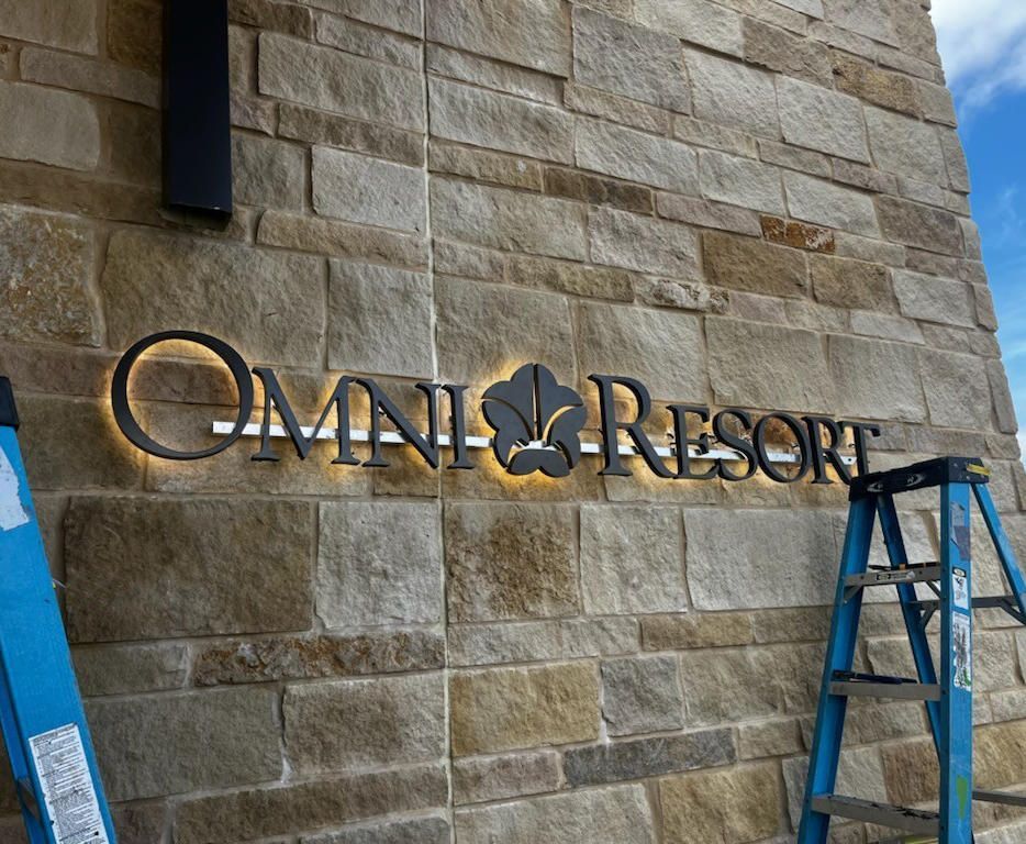 Halo-lit letters and logo sign for Omni Resort in Frisco, TX.