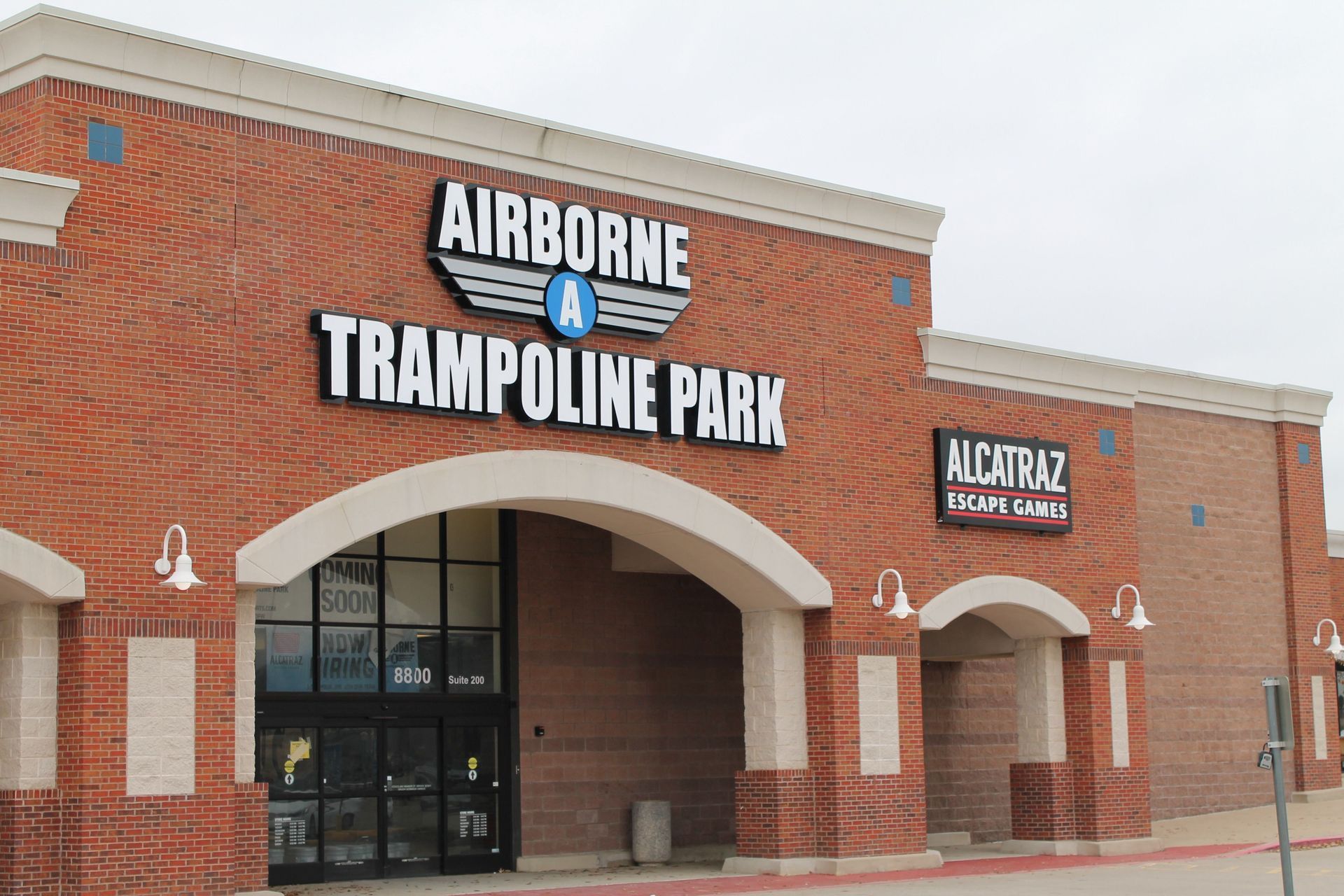 Illuminated channel letter sign for Airborne Trampoline Park in Lewisville, TX.