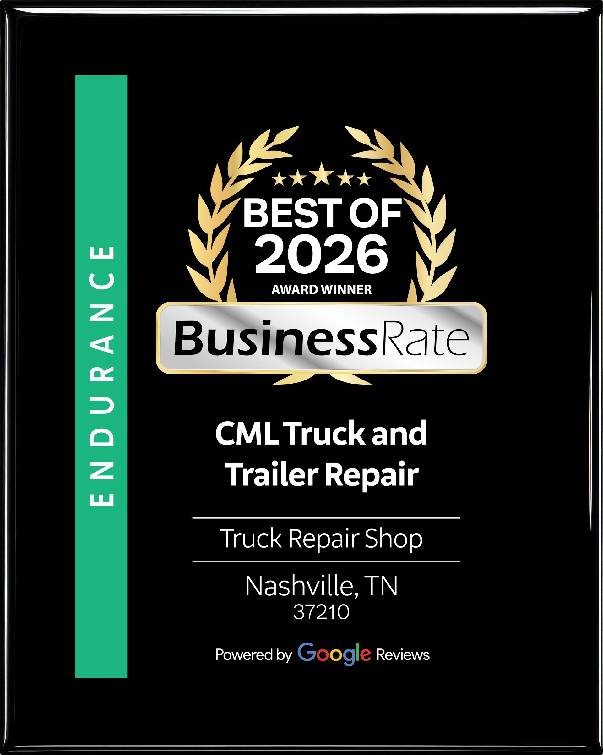 Award badge for CML Truck and Trailer Repair, 