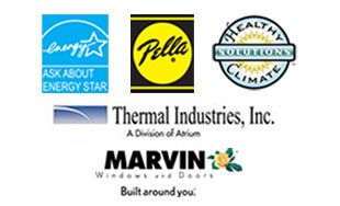 energy, Pella, healthy climate, thermal industries, Marvin Brand Logos