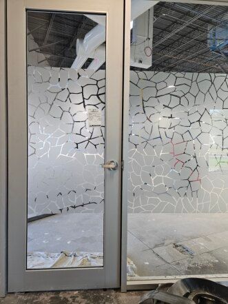 frosted glass with broken glass design