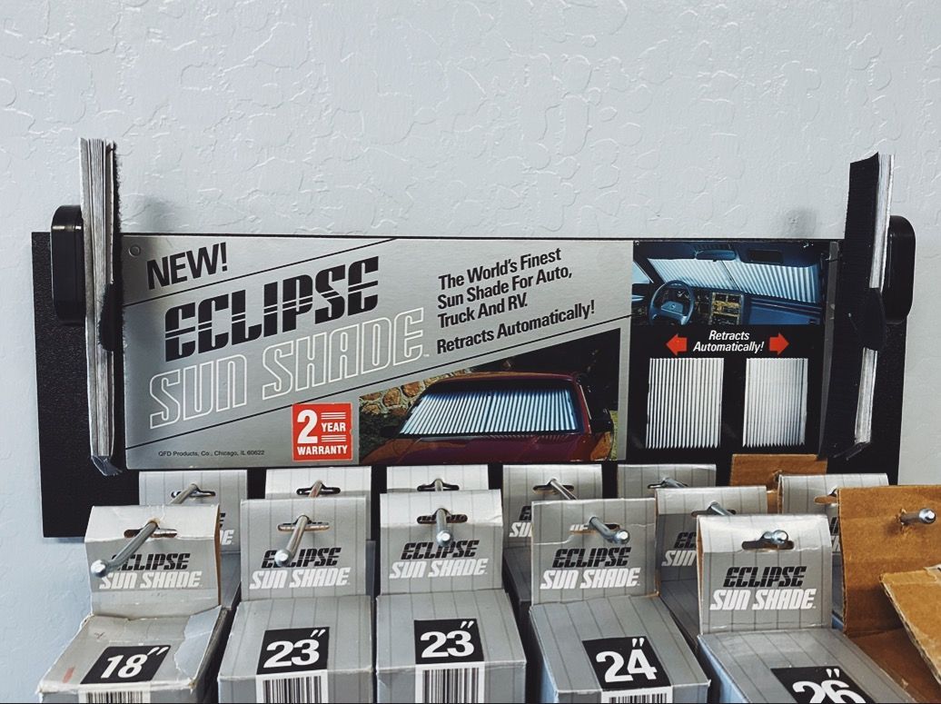 a display of Eclipse Sun Shade in boxes