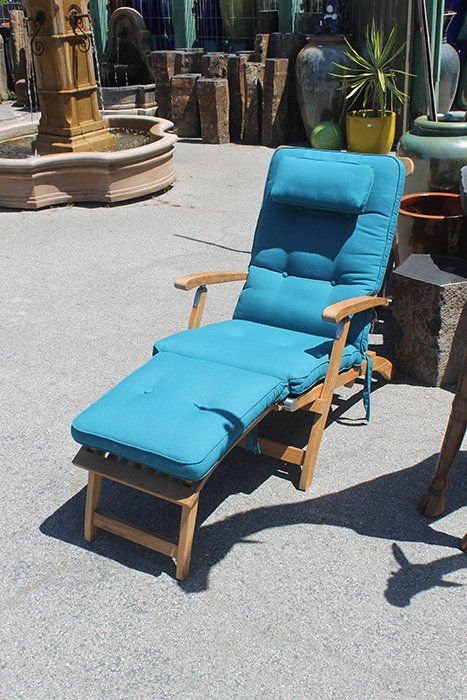 Patio furniture with blue cushion
