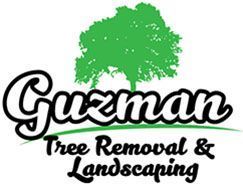 Guzman Tree Removal & Landscaping logo with green tree and black script text