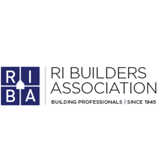 Logo for the RI Builders Association, featuring a blue square with the letters RIBA in white, followed by the association name.