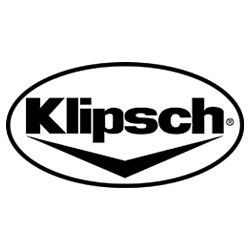 A black and white image of a klipsch logo.