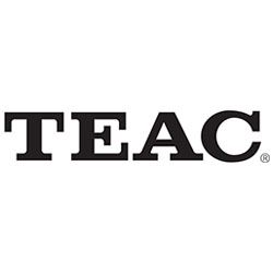 A black and white logo for teac on a white background.