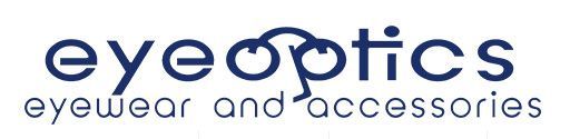 Eyepoptics logo with stylized blue text and “eyewear and accessories” tagline