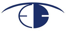 Blue circular logo with a stylized white and blue abstract emblem inside